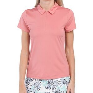 Tommy Bahama Light Pink Golf Quick Dry UPF50 Short Sleeve Zip Up Shirt